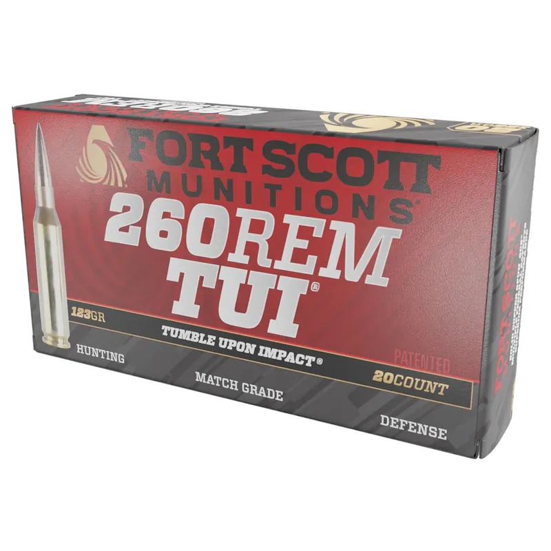 Fort Scott Munitions 260123SCV2 Tumble Upon Impact (TUI) 260Rem 123gr Solid Copper Spun 20 Per Box/25 Case