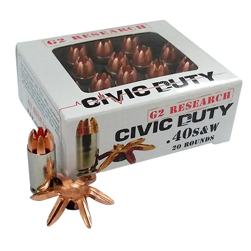 G2 Research G00620 Civic Duty 40S&W 122gr Copper Expansion Projectile 20 Per Box/25 Case