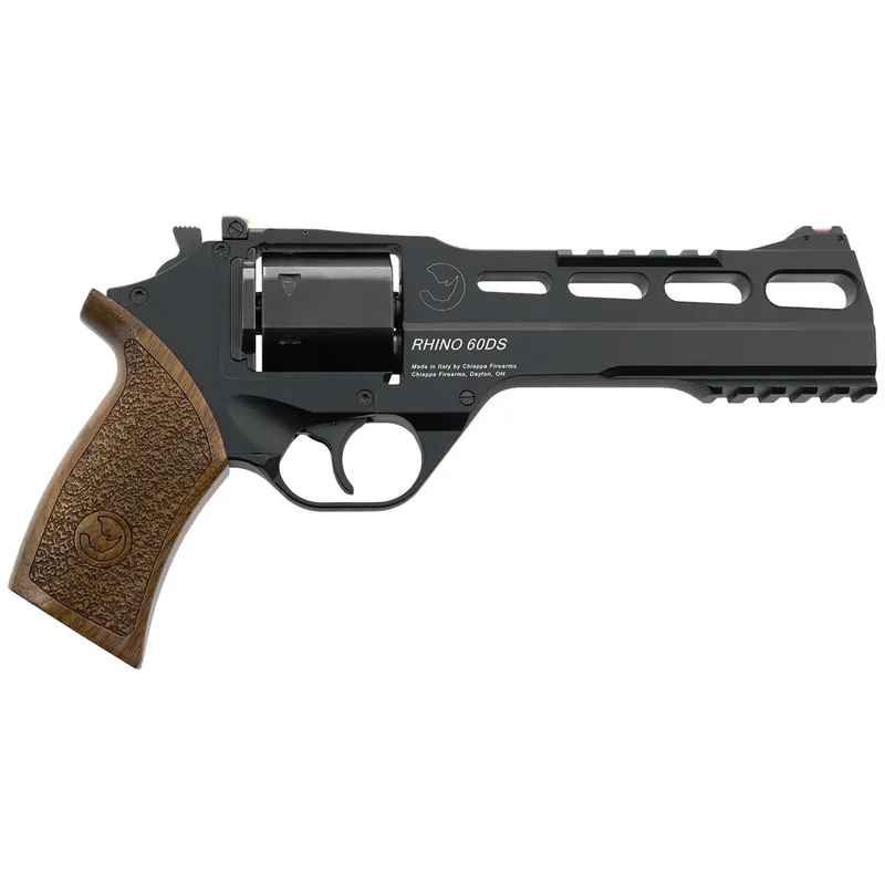 Chiappa Firearms 340.343 Rhino 60DS 10mm Auto 6 Shot 6" Black Anodized Picatinny Rail/Vent Rib Barrel, Black Cylinder, Black Anodized Aluminum Frame w/Picatinny Rail, Walnut Grip