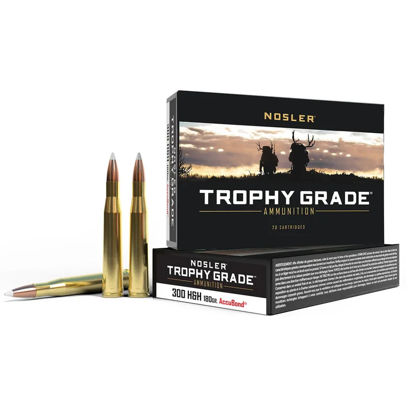Nosler 60060 Trophy Grade 300H&HMag 180gr Nosler AccuBond 20 Per Box/10 Case
