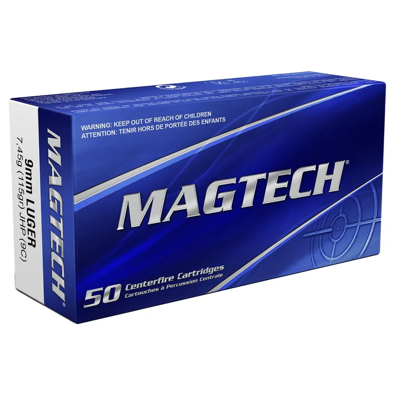Magtech 9C Range/Training 9mmLuger 115gr Jacketed Hollow Point 50 Per Box/20 Case