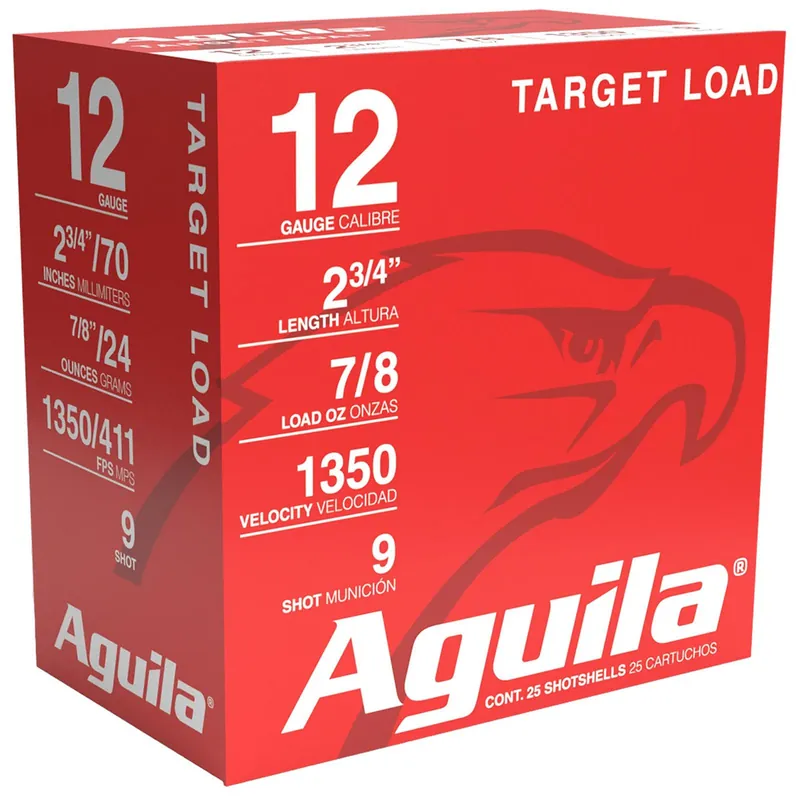 Aguila 1CHB1254 Target Load 12Gauge 2.75" 7/8oz 9Shot 25 Per Box/10 Case