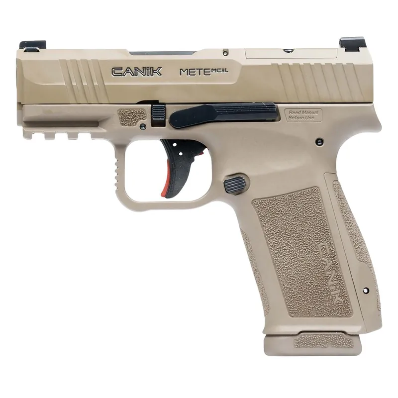 Canik HG7884CAD-N Mete MC9L *CA Compliant 9mm Luger 10+1 3.18" Black Steel Barrel, Desert Cerakote Steel Serrated Slide, Flat Dark Earth Polymer Frame w/Picatinny Rail, Interchangeable Backstrap Grip