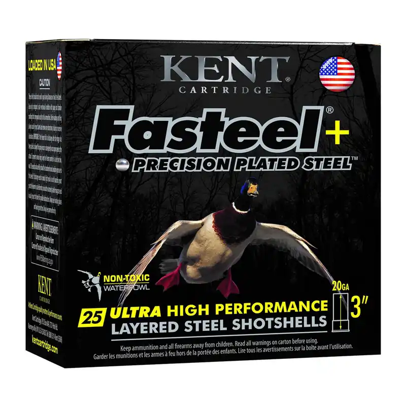 Kent Cartridge K203FSP284X6 Fasteel + Waterfowl 20 Gauge 3" 1 oz 4/6 Shot 25 Per Box/ 10 Case