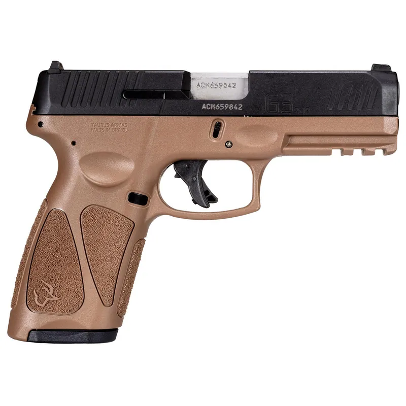 Taurus 1-G3B941B G3 Full Size Frame 9mm Luger 17+1 4" Stainless Steel Barrel, Black Stainless Steel Serrated Slide, Brown Polymer Frame w/Picatinny Rail