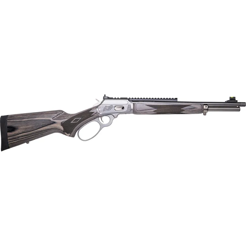 Cnc Firearms CNCMAR44 Marlin 1894 Wild Boar 44 Mag 8+1 16" Polished Threaded Barrel, Polished Engraved w/Wild Boar Stainless Steel Receiver w/Picatinny Rail Receiver, Gray Fixed Laminate Stock