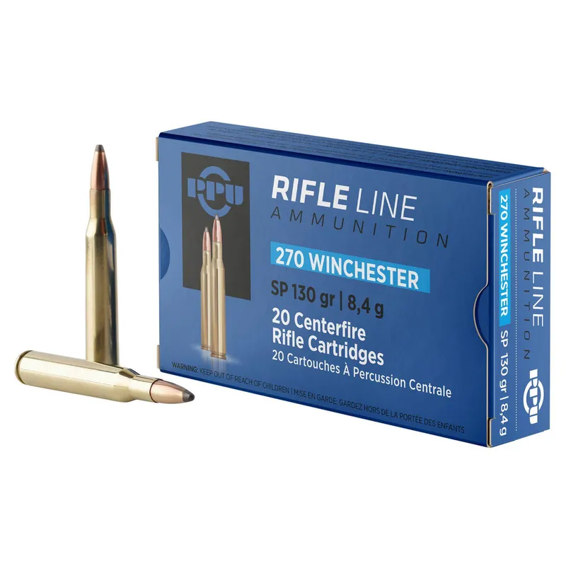 PPU PP2701 Standard Rifle 270Win 130gr Soft Point 20 Per Box/10 Case