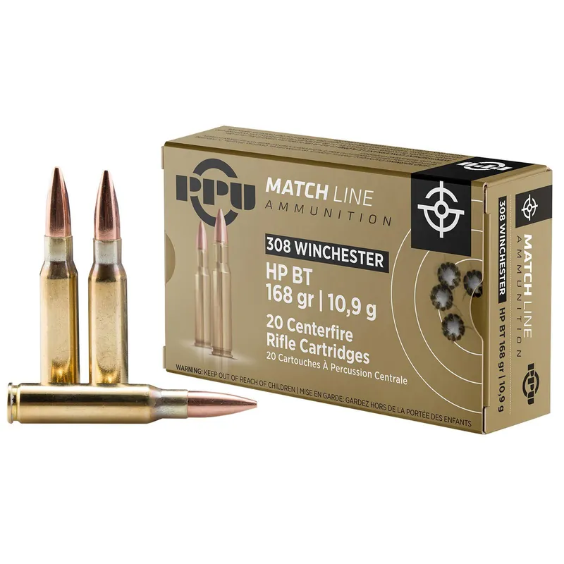 PPU PPM3082 Match 308Win 168gr Hollow Point Boat Tail 20 Per Box/10 Case