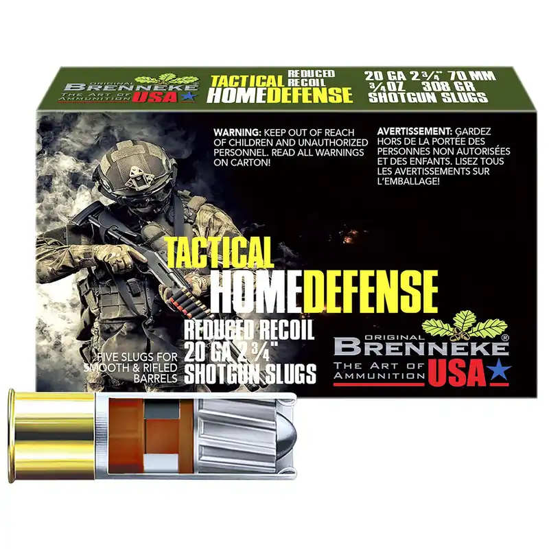 Brenneke SL202THD THD Home Defense 20Gauge 2.75" 3/4oz Slug Shot 5 Per Box/50 Case