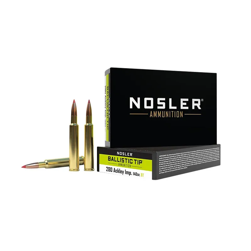 Nosler 43504 Ballistic Tip 280Ackley Improved 140gr Spitzer Ballistic Tip 20 Per Box/10 Case