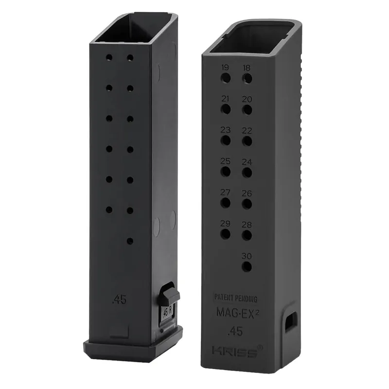 Kriss USA KVAMX2K45BL00 Mag-Ex2 Extension Kit Extended 45 ACP 30 Compatible w/ Glock 21 Gen3-5 13rd Magazines Black Polymer