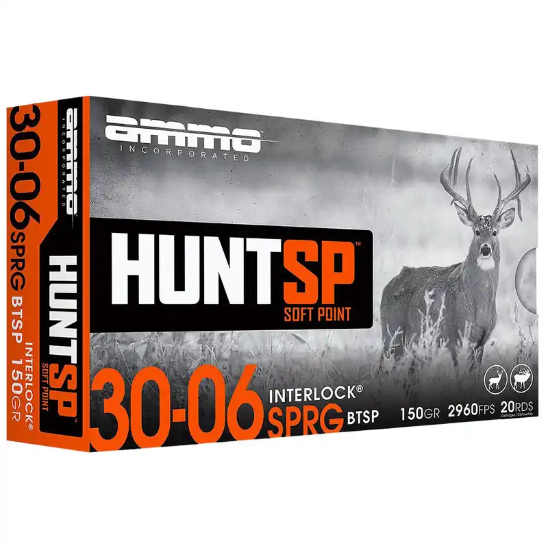Ammo Inc 3006150SPA20 Hunt 30-06Springfield 150gr Soft Point 20 Per Box/10 Case