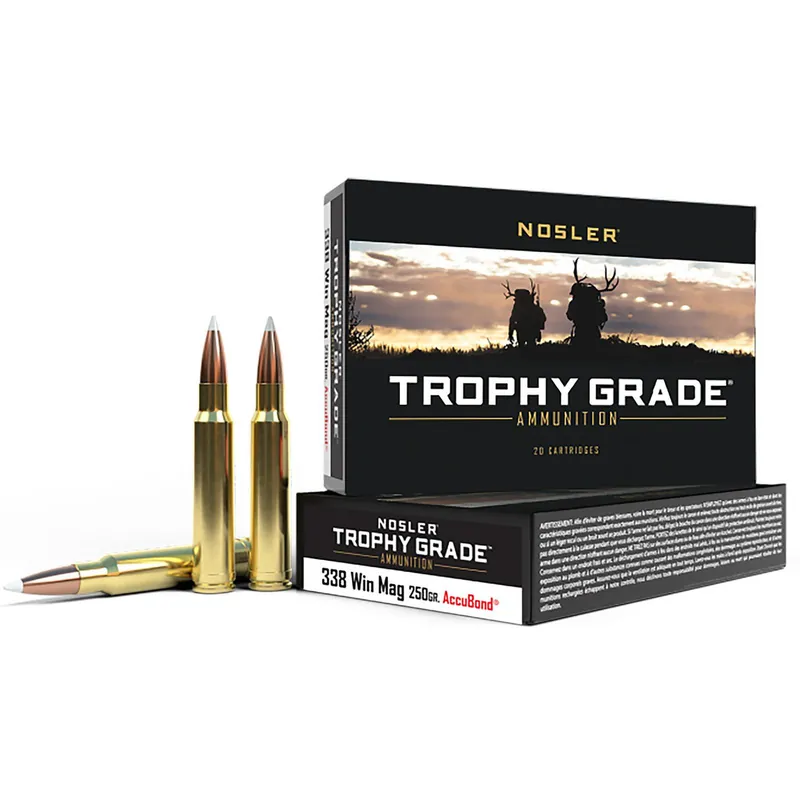 Nosler 60086 Trophy Grade 338WinMag 250gr Nosler AccuBond 20 Per Box/10 Case