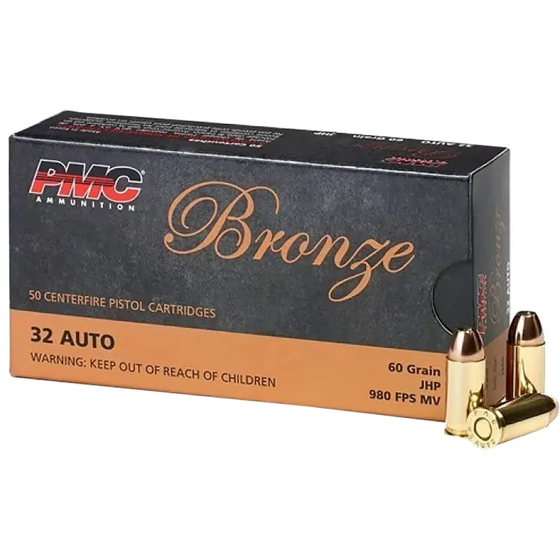 PMC 32B Bronze 32ACP 60gr Jacketed Hollow Point 50 Per Box/20 Case