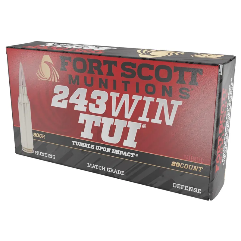 Fort Scott Munitions 243080SCV Tumble Upon Impact (TUI) Rifle 243Win 80gr Solid Copper Spun 20 Per Box/10 Case