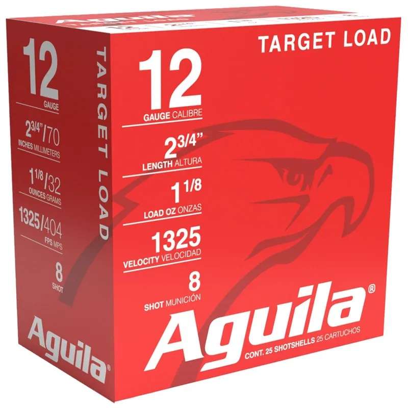 Aguila 1CHB1248 Sporting Clays 12Gauge 2.75" 1 1/8oz 8Shot 25 Per Box/10 Case