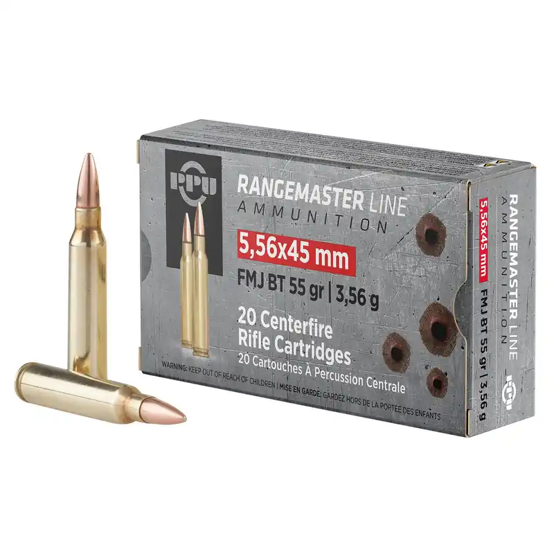PPU PPRM5561 Rangemaster 5.56x45mmNATO 55gr Full Metal Jacket Boat Tail 20 Per Box/50 Case