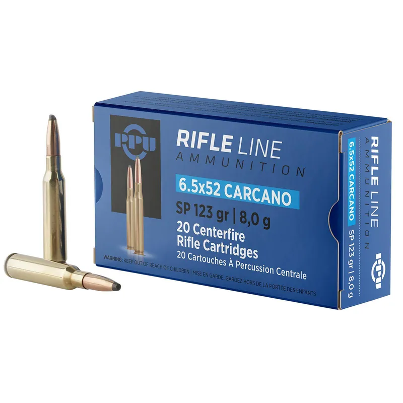 PPU PP6CS Metric Rifle 6.5x52mmCarcano 123gr Soft Point 20 Per Box/10 Case