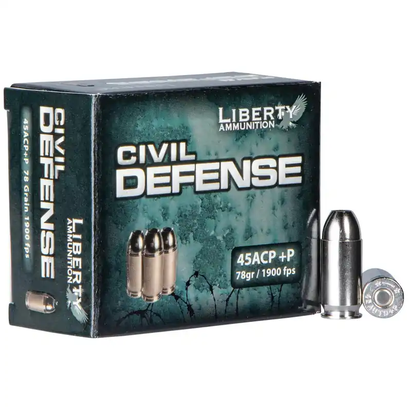 Liberty Ammunition LACD45013 Civil Defense 45ACP+P 78gr Lead Free Fragmenting Hollow Point 20 Per Box/50 Case