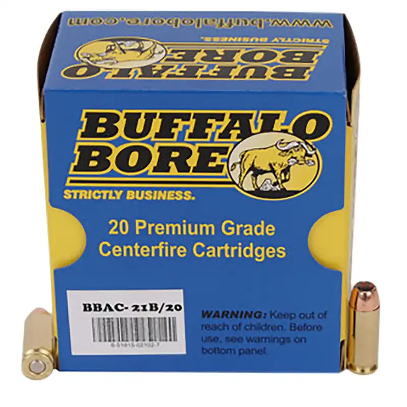 Buffalo Bore Ammunition 21B20 Heavy Strictly Business 10mmAuto 180gr Jacket Hollow Point 20 Per Box/12 Case