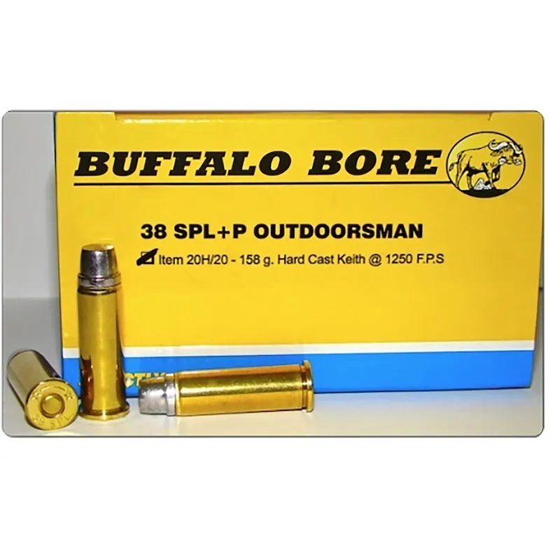 Buffalo Bore Ammunition 20H20 Outdoorsman Strictly Business 38Special +P 158gr Hard Cast 20 Per Box/12 Case