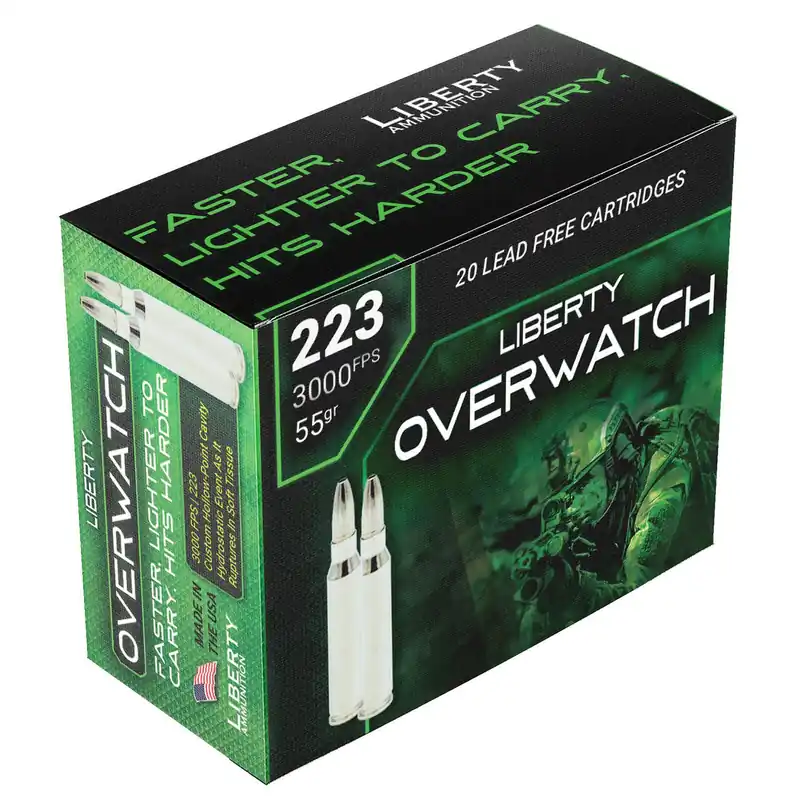 Liberty Ammunition LAOW223553000 OverWatch 223Rem 55gr 20 Per Box/50 Case