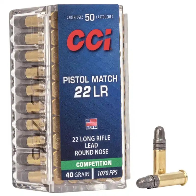 CCI 0051 Pistol Match Competition 22LR 40gr Lead Round Nose 50 Per Box/100 Case