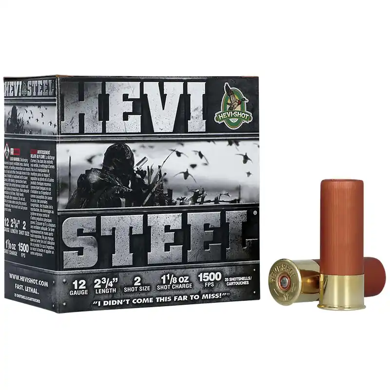 HEVI-Shot HS61222 HEVI-Steel 12Gauge 2.75" 1 1/8oz 2Shot 25 Per Box/10 Case