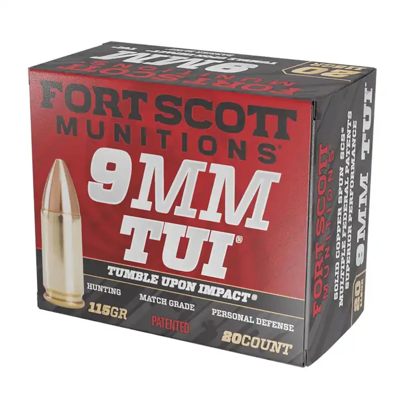 Fort Scott Munitions 9MM115SCV Tumble Upon Impact (TUI) 9mmLuger 115gr Solid Copper Spun 20 Per Box/25 Case