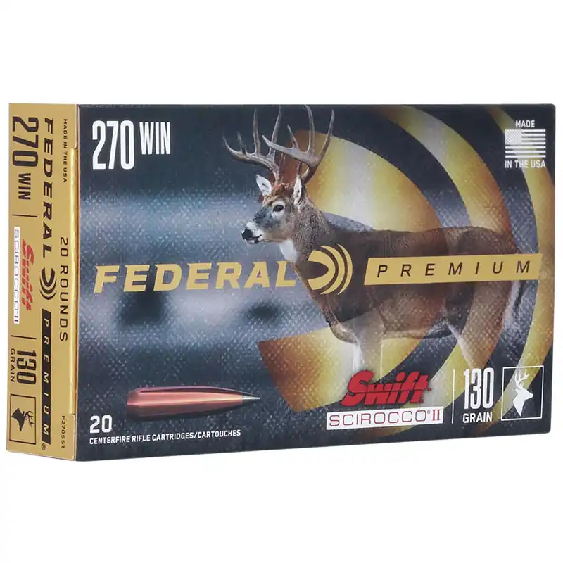 Federal P270SS1 Premium 270Win 130gr Swift Scirocco II 20 Per Box/10 Case