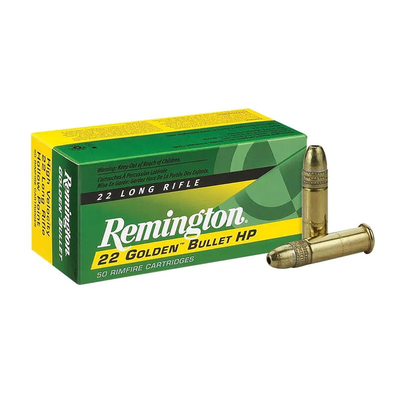 Remington Ammunition 21008 Golden Bullet Rimfire 22LR 36gr Plated Hollow Point 50 Per Box/100 Case