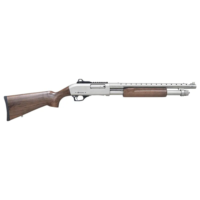Citadel FRMN2020NKL Mariner Full Size 20 Gauge Pump 3" 4+1 18.50" Nickel Finished Heat Shield Barrel, Nickel Finished Aluminum Receiver w/Picatinny Rail, Black Fixed Walnut Stock