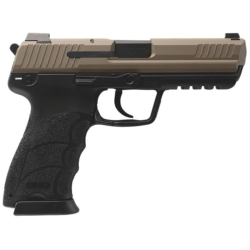 HK 81001208 HK45 V1 45 ACP 10+1 4.46" Black Polygonal Rifled Barrel, Flat Dark Earth Cerakote Serrated Steel Slide, Flat Dark Earth Polymer Frame w/Picatinny Rail, Ambidextrous