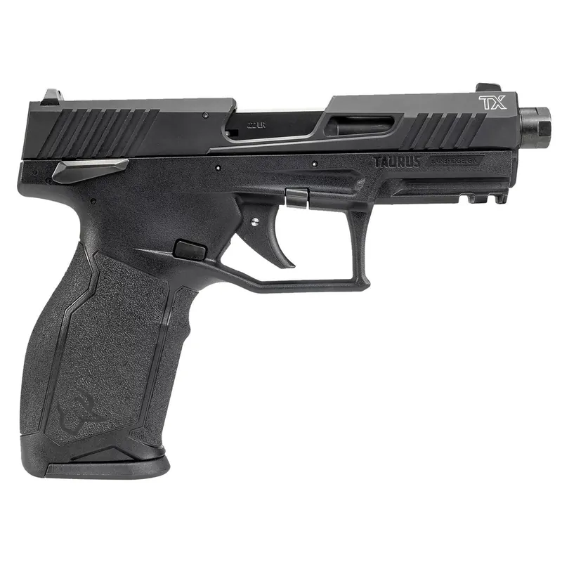 Taurus 1-2TX22141-10 2TX Full Size Frame 22 LR 10+1 4.60" Matte Black Threaded Barrel, Black Anodized Serrated Slide, Matte Black Polymer Frame w/Picatinny Rail, Textured Grip