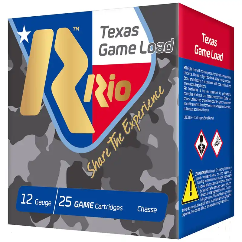 Rio Ammunition TG368TX Top Game Texas Game Load 12 Gauge 2.75" 1 1/4 oz 8 Shot 25 Per Box/ 10 Case