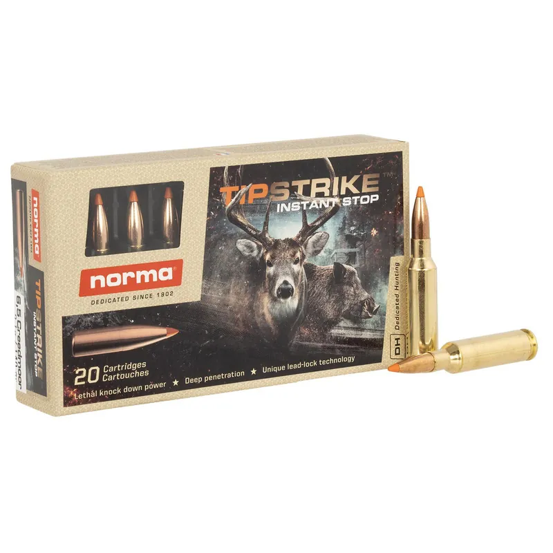 Norma Ammunition 20166512 Dedicated Hunting Tipstrike 6.5Creedmoor 140gr 20 Per Box/10 Case