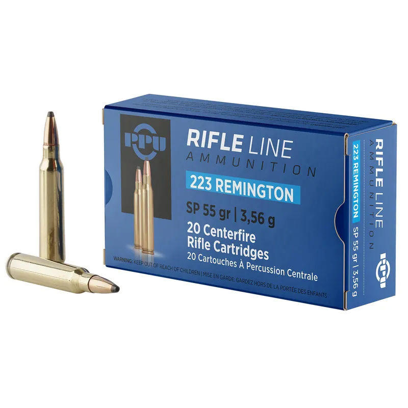 PPU PP223S Standard Rifle 223Rem 55gr Soft Point 20 Per Box/50 Case