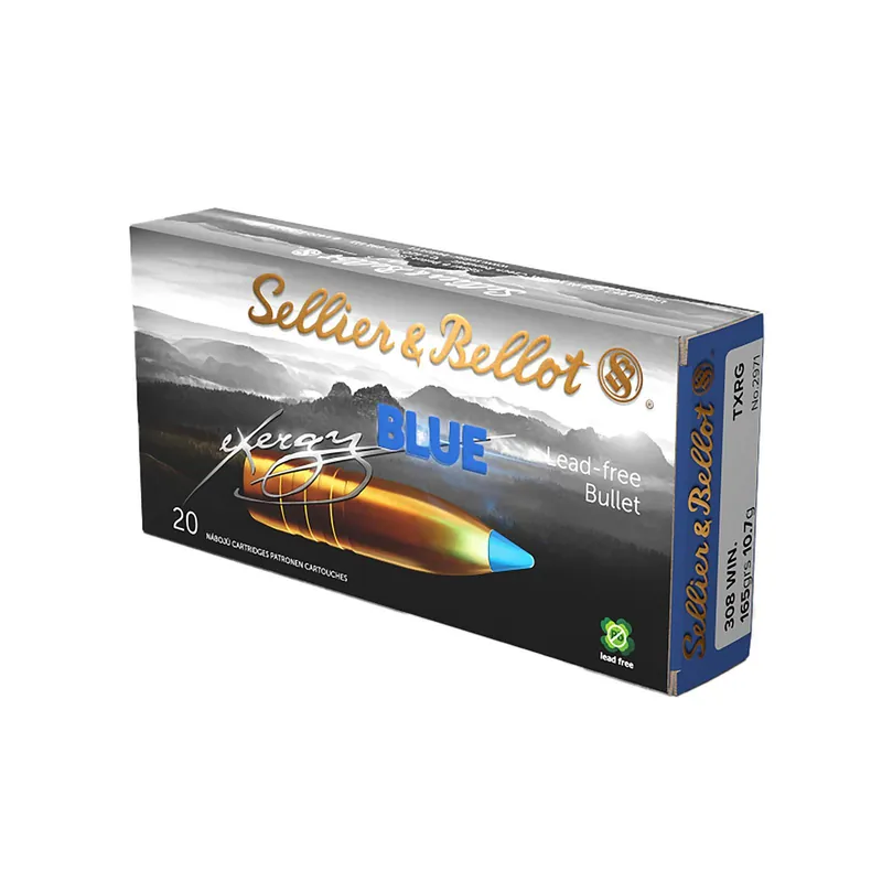 Sellier & Bellot SB308XA eXergy 308Win 165gr TAC EX Blue 20 Per Box/12 Case