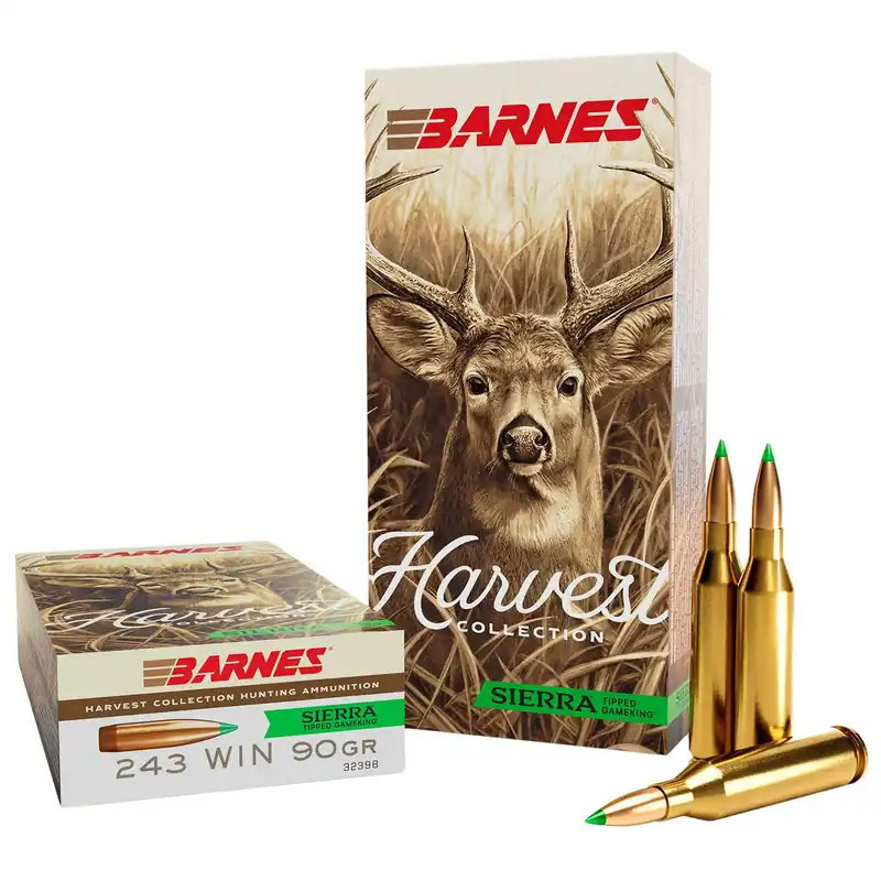 Barnes Bullets 32398 Harvest 243Win 90gr Sierra Tipped GameKing 20 Per Box/10 Case