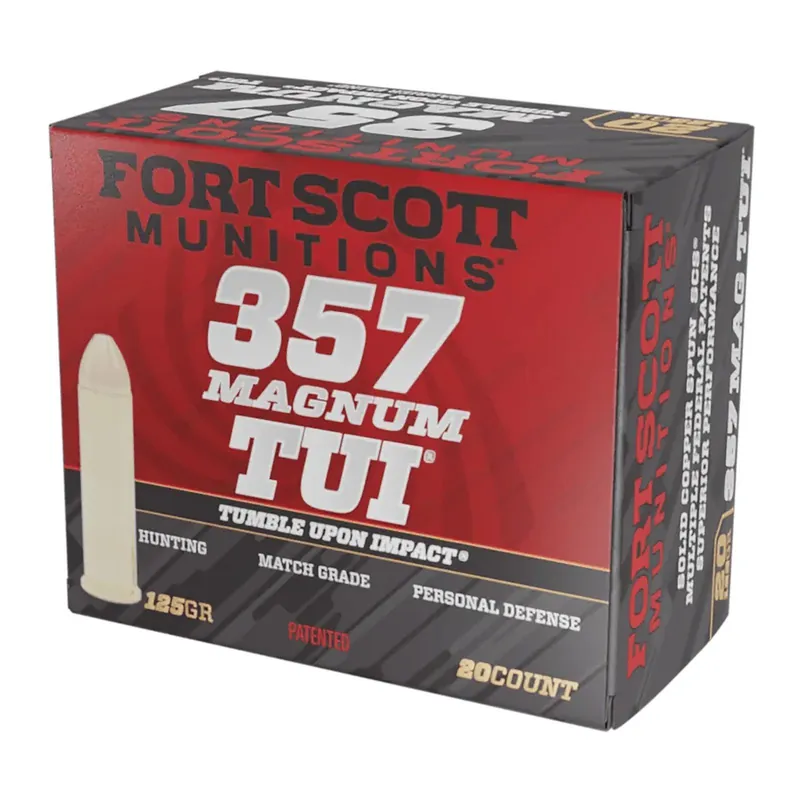 Fort Scott Munitions 357MAG125SCV Tumble Upon Impact (TUI) 357Mag 125gr Solid Copper Spun 20 Per Box/25 Case