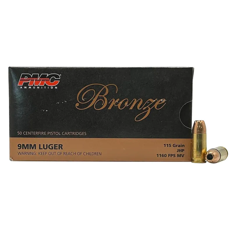 PMC 9B Bronze 9mmLuger 115gr Jacketed Hollow Point 50 Per Box/20 Case