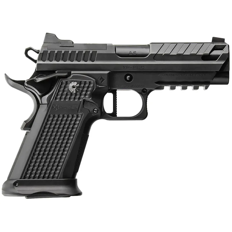 Fusion Firearms XP9BLK XP Pro 9mm Luger 17+1 4" Black Tennifer Bull Barrel, Black Optic Cut/Serrated/Vent Cut Slide, Black Steel Frame w/Beavertail & Picatinny Rail, Black Aluminum Grip