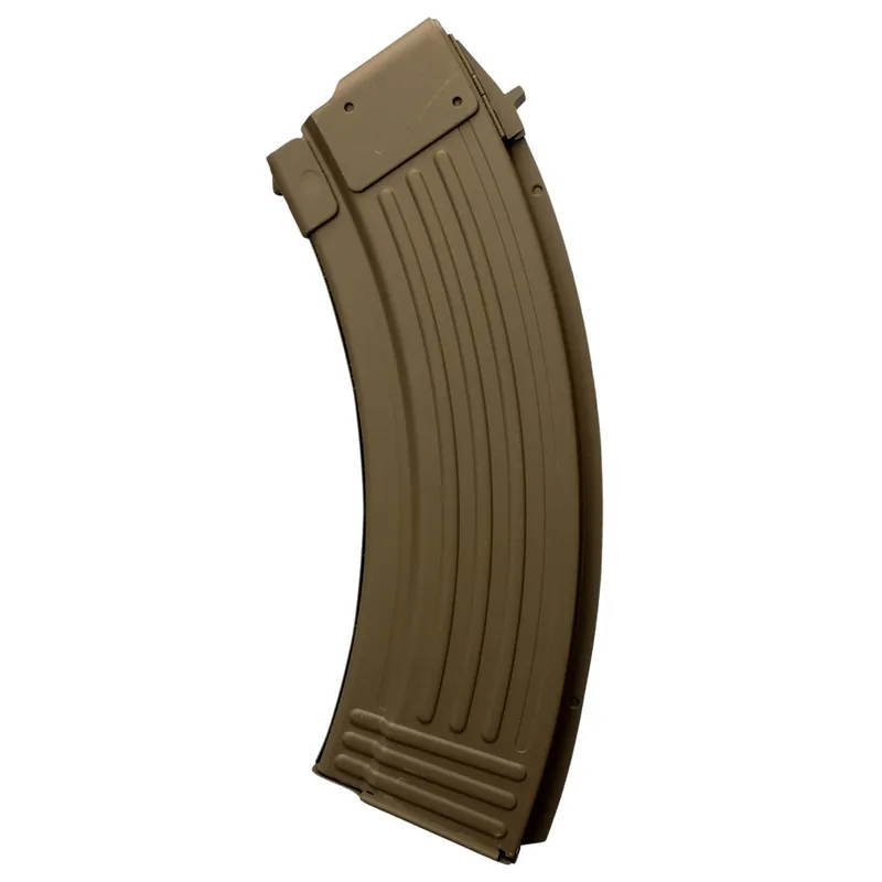 Global Ordnance LLC 810091157466 30rd Fully Ribbed 7.62x39mm Fits AK-47 FDE Steel