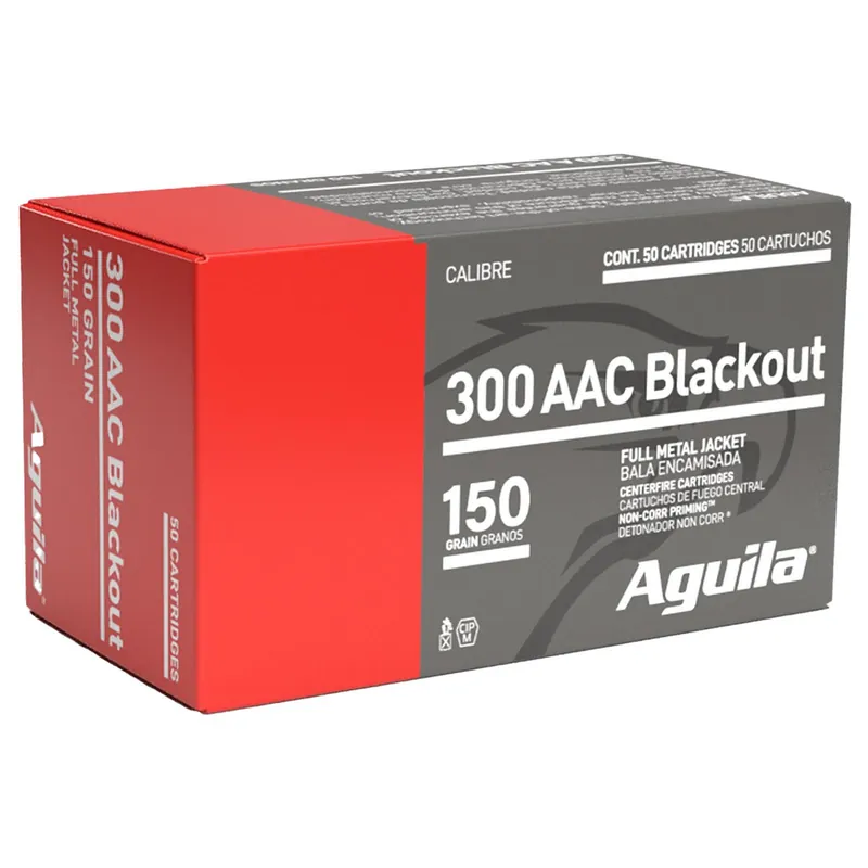 Aguila 1E300110 300Blackout 150gr Full Metal Jacket Boat Tail 50 Per Box/20 Case