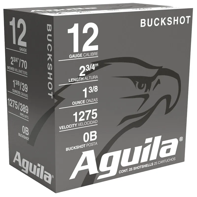 Aguila 1C1200BA Buckshot 12Gauge 2.75" 1 3/8oz 0Buck Shot 25 Per Box/10 Case