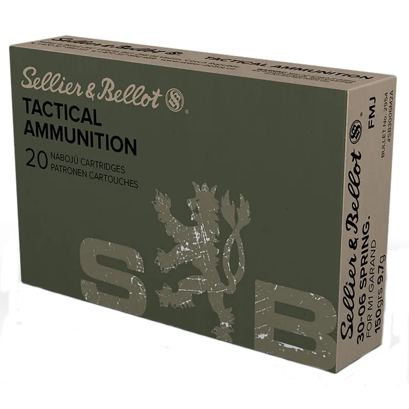 Sellier & Bellot SB3006M2 Rifle 30-06Springfield 150gr Full Metal Jacket 20 Per Box/20 Case