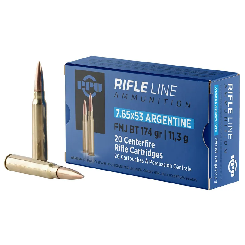 PPU PP7AF Metric Rifle 7.65x53mmArgentine 174gr Full Metal Jacket Boat Tail 20 Per Box/10 Case