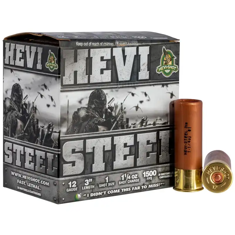 HEVI-Shot HS60001 HEVI-Steel 12Gauge 3" 1 1/4oz 1Shot 25 Per Box/10 Case
