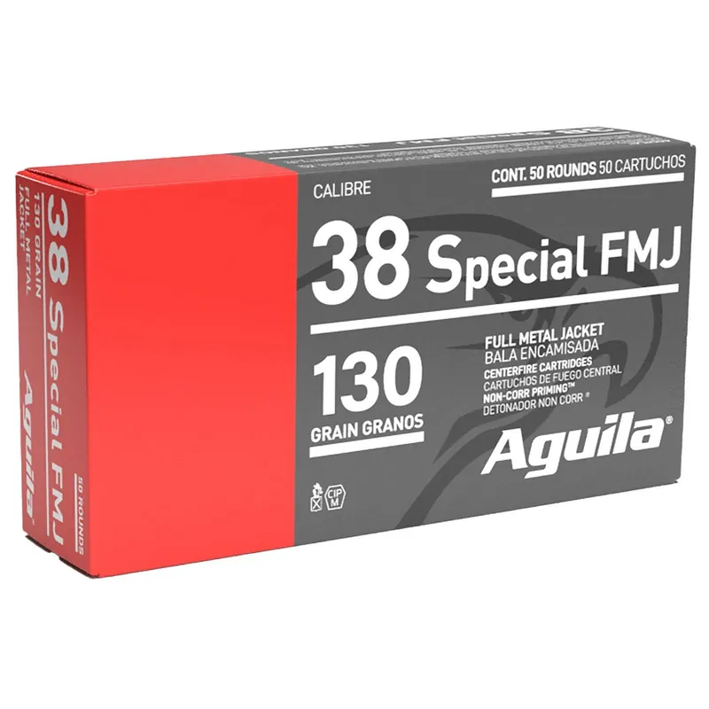Aguila 1E382521 38Special 130gr Full Metal Jacket 50 Per Box/20 Case