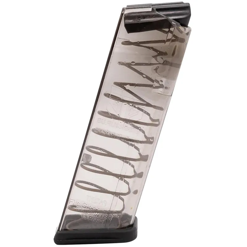 ETS Group GLK21 Pistol Mags 13rd 45 ACP Compatible w/ Glock 21/30/41 Clear Polymer